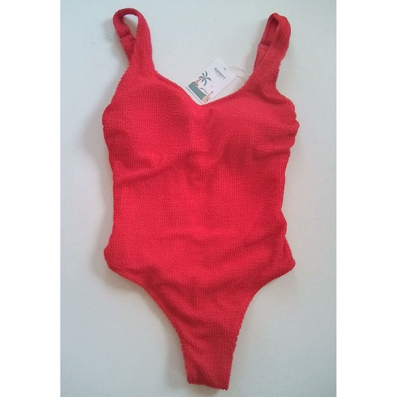 Swimsuit B2PRITY One Piece Textured Red  Bathing Suit Medium - Picture 1 of 5
